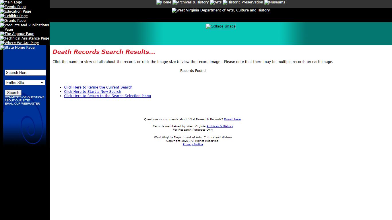 West Virginia Vital Research Records - Death Records Search Results